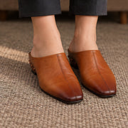 Kilmara Women's Square Toe Leather Mules - Sienna Brown - female - Michael Verde - Image 3