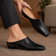 Kilmara Women's Square Toe Leather Mules - Charcoal - Footwear > Mules > Square Toe Leather Mules - Michael Verde - Image 2