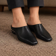 Kilmara Women's Square Toe Leather Mules - Charcoal - female - Michael Verde - Image 3