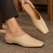 Kilmara Women's Square Toe Leather Mules - Beige - Footwear > Mules > Square Toe Leather Mules - Michael Verde - Image 2