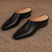 Kilmara Women's Square Toe Leather Mules - Charcoal - footwear - Michael Verde - Image 4