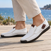 Langdon Men's Moc-Toe Leather Loafers - White - Shoes - Michael Verde - Image 2