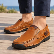 Langdon Men's Moc-Toe Leather Loafers - Light Brown - Men's Footwear > Loafers > Leather Loafers - Michael Verde - Image 1