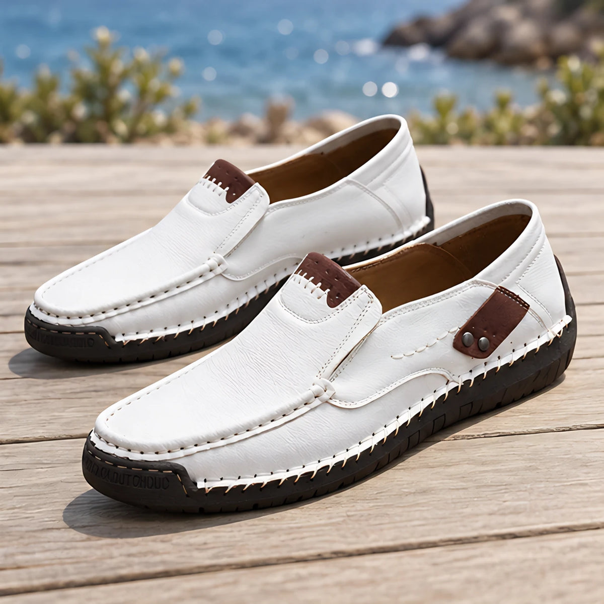 Langdon Men's Moc-Toe Leather Loafers - White - male - Michael Verde - Image 4