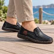 Langdon Men's Moc-Toe Leather Loafers - Black - Shoes - Michael Verde - Image 2