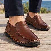 Langdon Men's Moc-Toe Leather Loafers - Dark Brown - Men's Footwear > Loafers > Leather Loafers - Michael Verde - Image 1