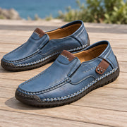 Langdon Men's Moc-Toe Leather Loafers - Blue - male - Michael Verde - Image 4