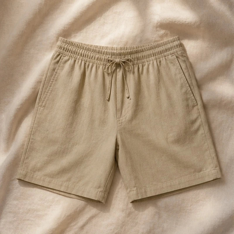 Larkin Coastal Relaxed-Fit Linen Shorts - Khaki - cotton linen - Michael Verde - Image 4