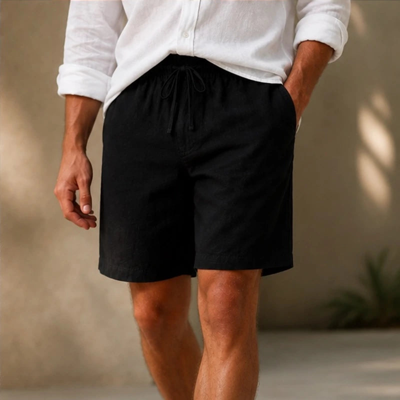 Larkin Coastal Relaxed-Fit Linen Shorts - Black - Shorts - Michael Verde - Image 1
