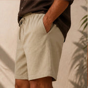 Larkin Coastal Relaxed-Fit Linen Shorts - Khaki - linen shorts - Michael Verde - Image 3
