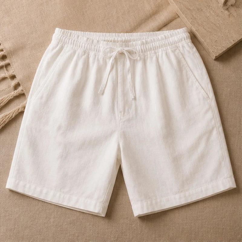 Larkin Coastal Relaxed-Fit Linen Shorts - White - linen shorts - Michael Verde - Image 3