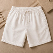 Larkin Coastal Relaxed-Fit Linen Shorts - White - linen shorts - Michael Verde - Image 3