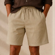 Larkin Coastal Relaxed-Fit Linen Shorts - Khaki - Shorts - Michael Verde - Image 1