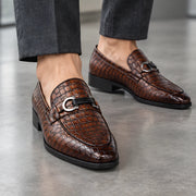 Laszlo Men's Croc-Embossed Buckle Loafers - Brown - Men's Footwear > Loafers - Michael Verde - Image 1