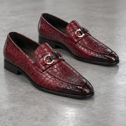 Laszlo Men's Croc-Embossed Buckle Loafers - Red - male - Michael Verde - Image 3