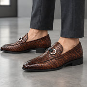 Laszlo Men's Croc-Embossed Buckle Loafers - Brown - Men's shoes - Michael Verde - Image 2