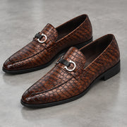 Laszlo Men's Croc-Embossed Buckle Loafers - Brown - male - Michael Verde - Image 3