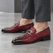 Laszlo Men's Croc-Embossed Buckle Loafers - Red - Men's shoes - Michael Verde - Image 2
