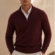 Leander Quarter-Zip Knit Sweater - Red - Men's Clothing > Sweaters & Cardigans > Quarter-Zip Sweaters - Michael Verde - Image 1