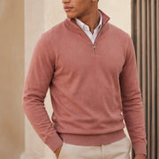Leander Quarter-Zip Knit Sweater - Pink - Men's Clothing > Sweaters & Cardigans > Quarter-Zip Sweaters - Michael Verde - Image 1