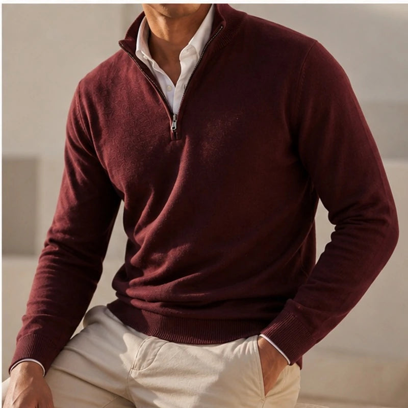 Leander Quarter-Zip Knit Sweater - Red - male - Michael Verde - Image 2