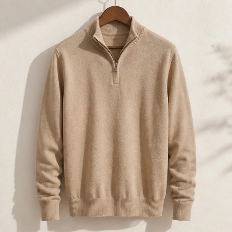 Leander Quarter-Zip Knit Sweater - Beige - Men's Clothing > Sweaters & Cardigans > Quarter-Zip Sweaters - Michael Verde - Image 3