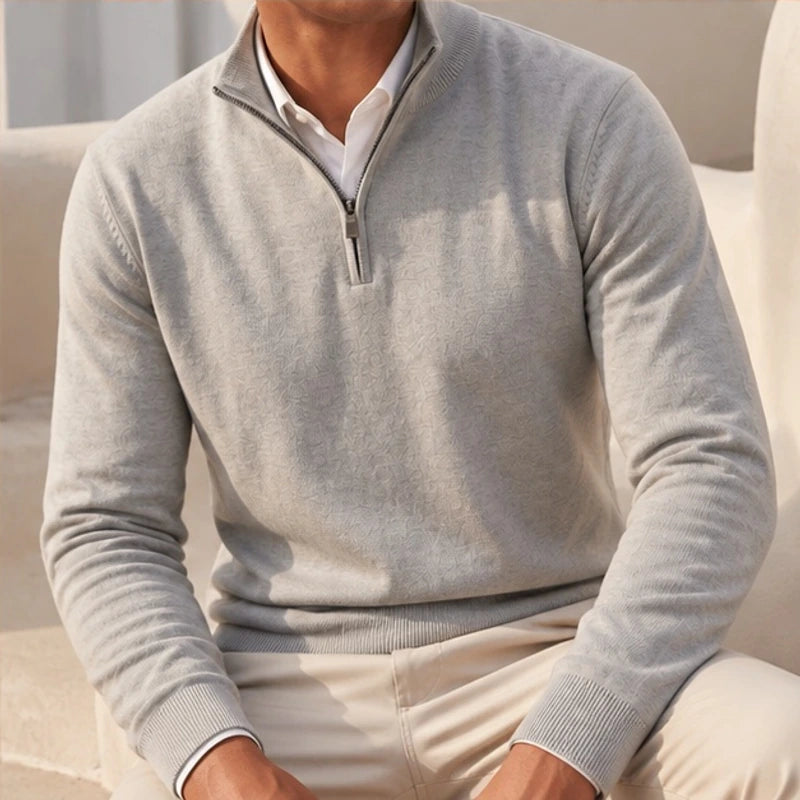 Leander Quarter-Zip Knit Sweater - Light Gray - male - Michael Verde - Image 2