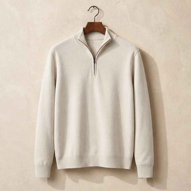 Leander Quarter-Zip Knit Sweater - White - Men's Clothing > Sweaters & Cardigans > Quarter-Zip Sweaters - Michael Verde - Image 3