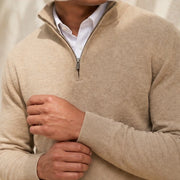 Leander Quarter-Zip Knit Sweater - Beige - male - Michael Verde - Image 2