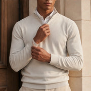 Leander Quarter-Zip Knit Sweater - White - Men's Clothing > Sweaters & Cardigans > Quarter-Zip Sweaters - Michael Verde - Image 1