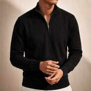 Leander Quarter-Zip Knit Sweater - Black - Men's Clothing > Sweaters & Cardigans > Quarter-Zip Sweaters - Michael Verde - Image 1