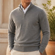 Leander Quarter-Zip Knit Sweater - Gray - Men's Clothing > Sweaters & Cardigans > Quarter-Zip Sweaters - Michael Verde - Image 1