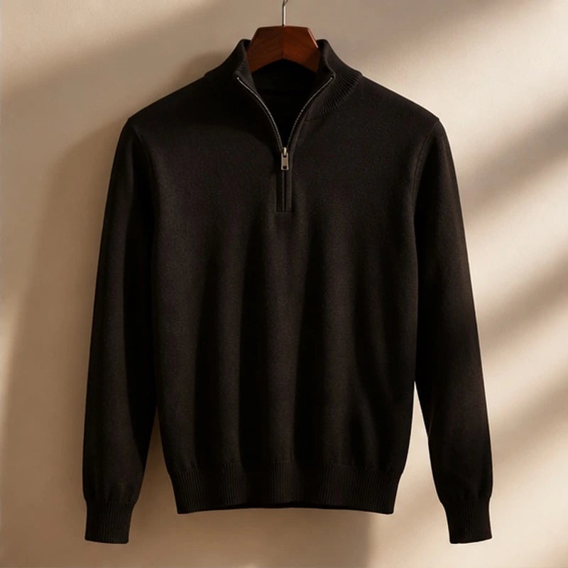 Leander Quarter-Zip Knit Sweater - Black - Men's Clothing > Sweaters & Cardigans > Quarter-Zip Sweaters - Michael Verde - Image 3