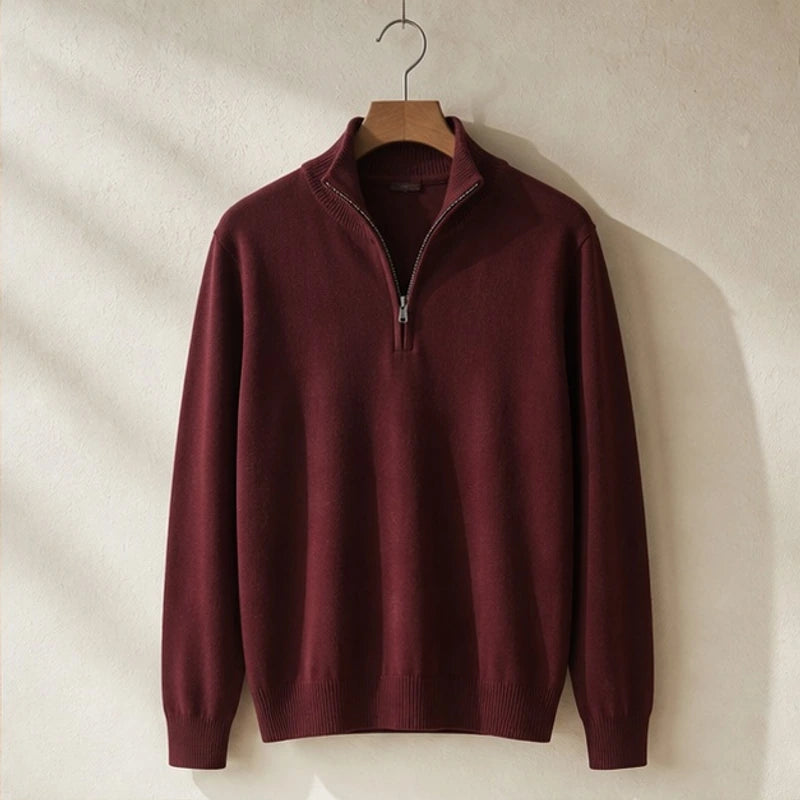 Leander Quarter-Zip Knit Sweater - Red - Men's Clothing > Sweaters & Cardigans > Quarter-Zip Sweaters - Michael Verde - Image 3
