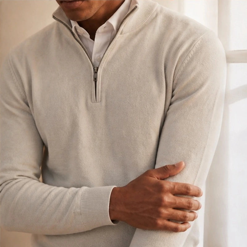 Leander Quarter-Zip Knit Sweater - White - male - Michael Verde - Image 2
