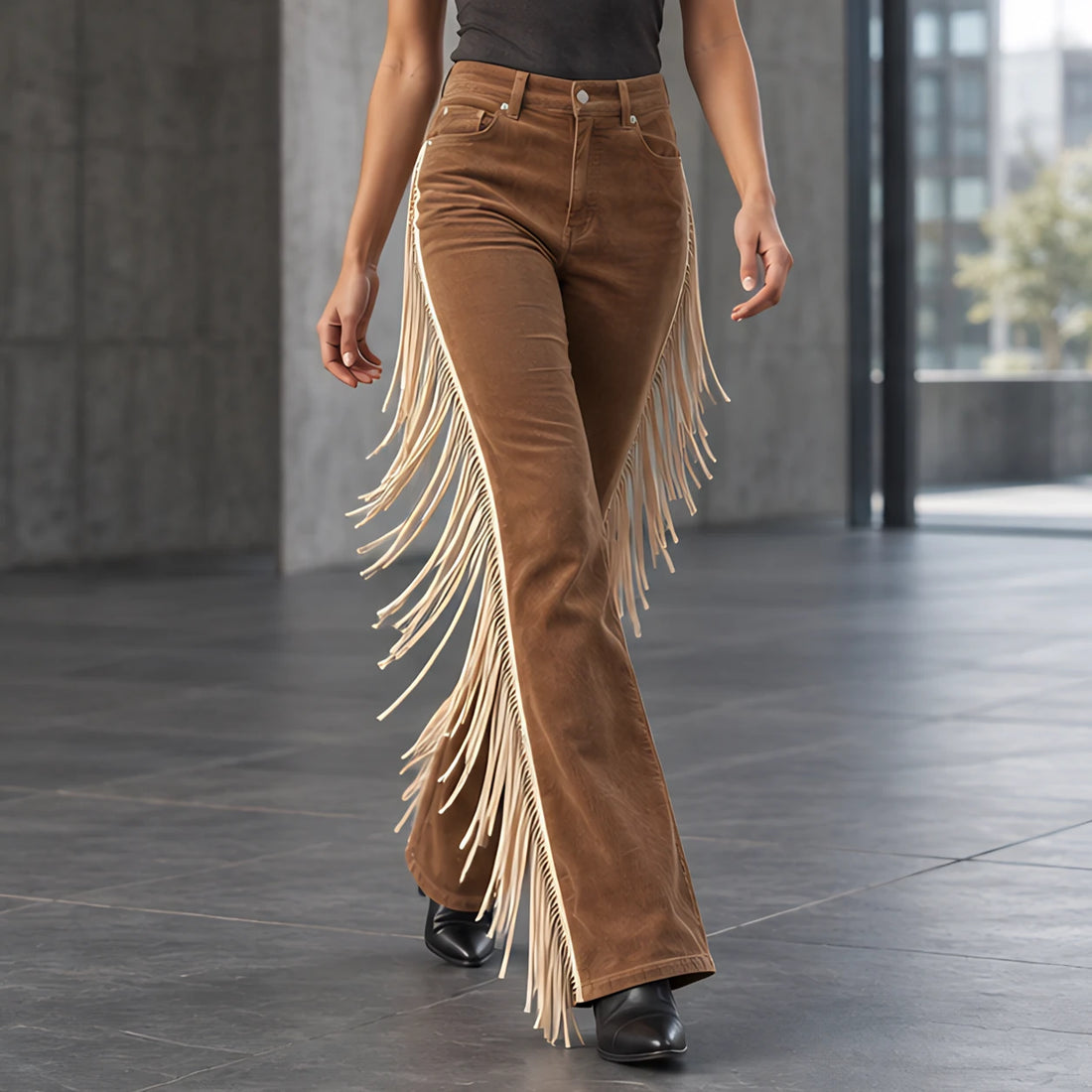 Leandra Women's Fringe Bootcut Jeans - Brown - Clothing > Pants > Fringe Bootcut Jeans - Michael Verde - Image 2