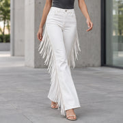Leandra Women's Fringe Bootcut Jeans - White - Clothing > Pants > Fringe Bootcut Jeans - Michael Verde - Image 2