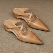 Leonelle Women's Pointed-Toe Leather Mules - Apricot - Women's Footwear > Mules > Pointed-Toe Slingback Mules - Michael Verde - Image 4