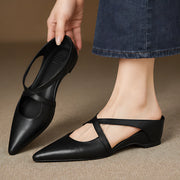 Leonelle Women's Pointed-Toe Leather Mules - Black - Women's Shoes - Michael Verde - Image 2