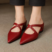 Leonelle Women's Pointed-Toe Leather Mules - Maroon - female - Michael Verde - Image 3