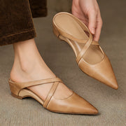 Leonelle Women's Pointed-Toe Leather Mules - Apricot - Women's Shoes - Michael Verde - Image 2