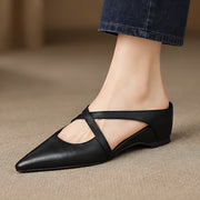 Leonelle Women's Pointed-Toe Leather Mules - Black - Women's Footwear > Mules > Pointed-Toe Slingback Mules - Michael Verde - Image 1