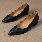 Linette Women's Pointed-Toe Leather Low-Wedge Pumps - Black - female - Michael Verde - Image 4