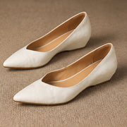 Linette Women's Pointed-Toe Leather Low-Wedge Pumps - White - Shoes - Michael Verde - Image 3