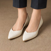 Linette Women's Pointed-Toe Leather Low-Wedge Pumps - White - Women's Shoes - Michael Verde - Image 2