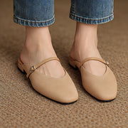 Lisandra Women's Leather Square Toe Mules - Apricot - female - Michael Verde - Image 3