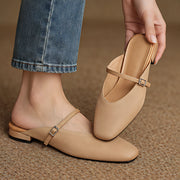 Lisandra Women's Leather Square Toe Mules - Apricot - Women's Shoes - Michael Verde - Image 2