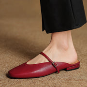 Lisandra Women's Leather Square Toe Mules - Red - Women's Footwear > Mules > Mary Jane Mules - Michael Verde - Image 1