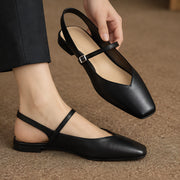 Lisandra Women's Leather Square Toe Mules - Black - Women's Shoes - Michael Verde - Image 2