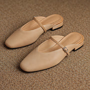 Lisandra Women's Leather Square Toe Mules - Apricot - Women's Footwear > Mules > Mary Jane Mules - Michael Verde - Image 4